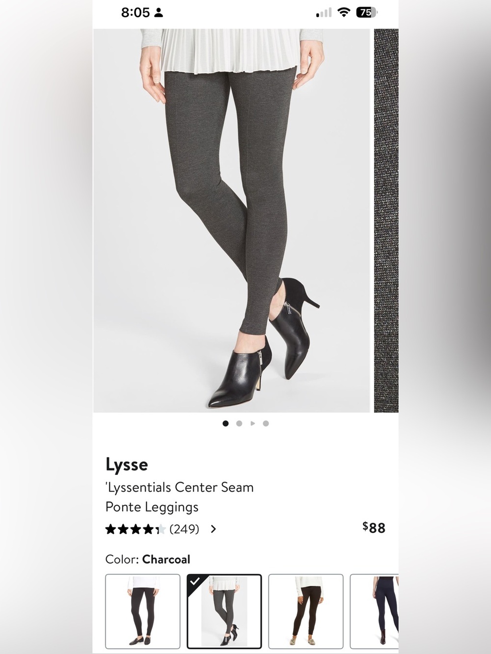Lysse Charcoal Ponte Center Seam Leggings